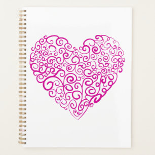 Spiral handwriting pink heart for Valentines Day Planner