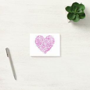 Spiral handwriting pink heart for Valentines Day Post-it Notes