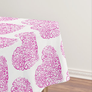 Spiral handwriting pink heart for Valentines Day Tablecloth