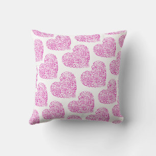 Spiral handwriting pink heart for Valentines Day Throw Pillow