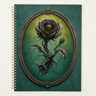 Spiral Hardcover Planner with a surreal rose