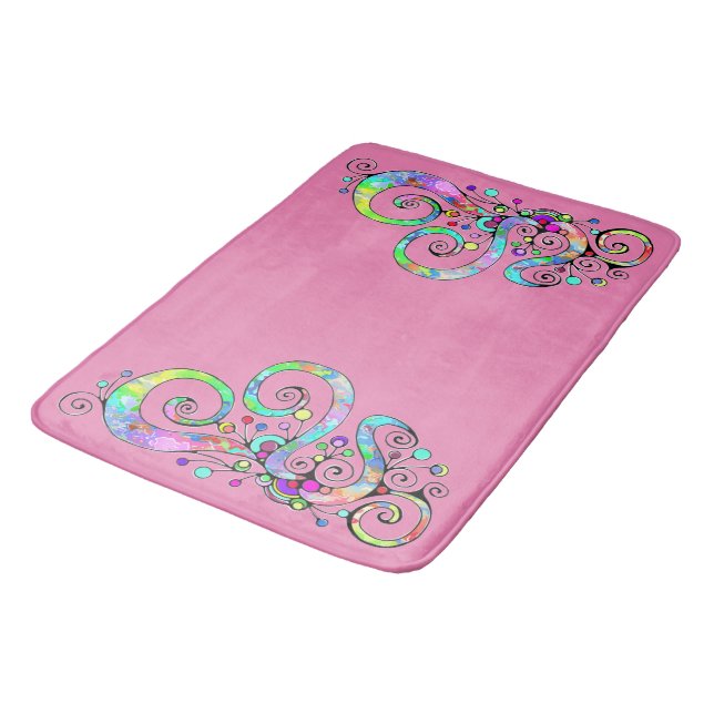 Spiral Heart Hand Painted Design 1 Bath Mat (Angled)