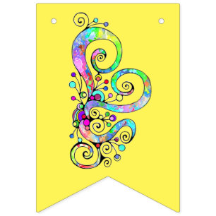 Spiral Heart Hand Painted Design 1 Bunting Flags