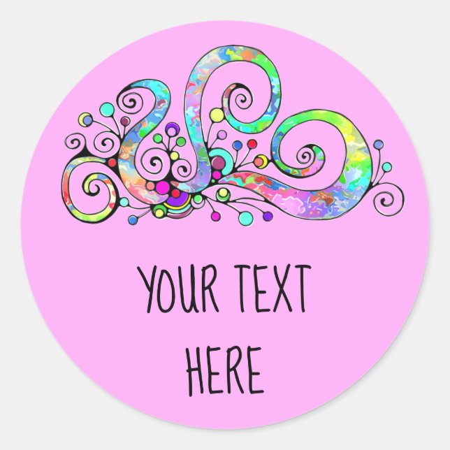 Spiral Heart Hand Painted Design 1 Classic Round Sticker (Front)