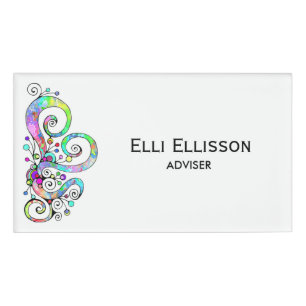 Spiral Heart Hand Painted Design 1 Name Tag