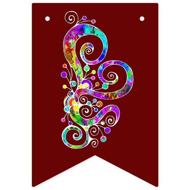 Spiral Heart Hand Painted Design 2 Bunting Flags (First Flag)