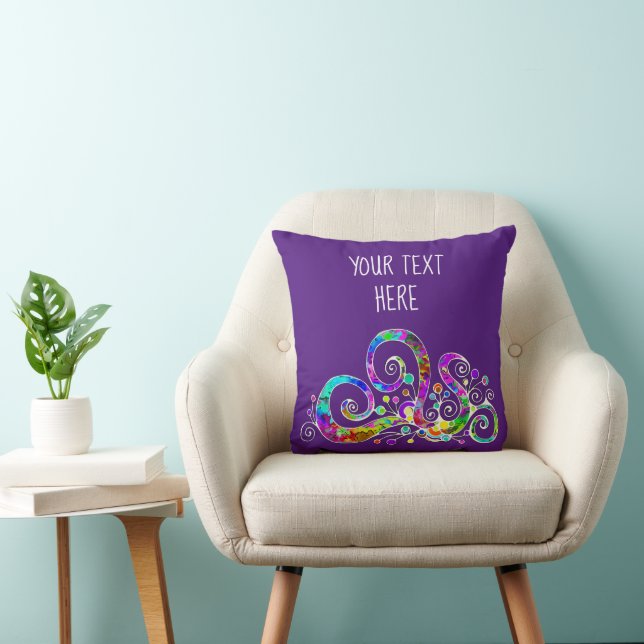 Spiral Heart Hand Painted Design 2 Throw Pillow (Chair)