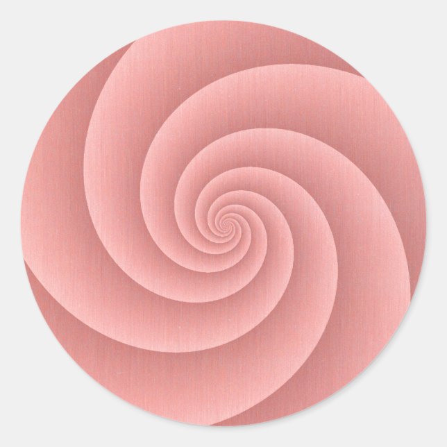 Spiral in PinkCoral Brushed Metal Texture Print Classic Round Sticker (Front)