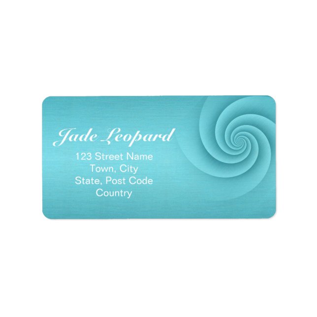 Spiral in Turquoise Brushed Metal Texture Print Label (Front)