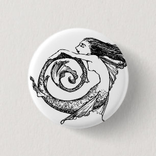 Spiral Mermaid 1 Inch Round Button