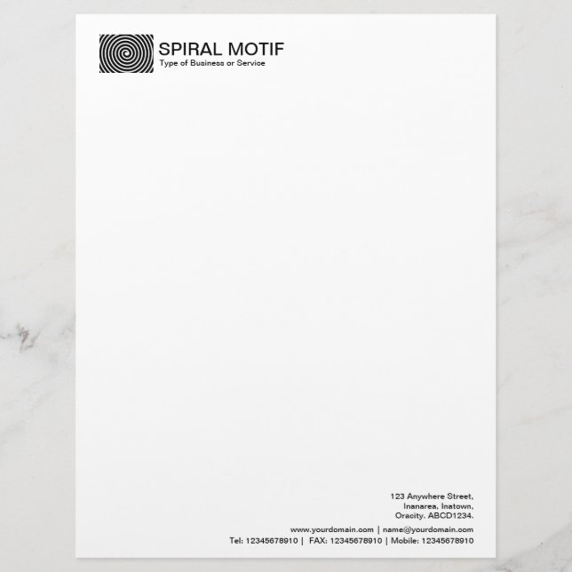 Spiral Motif - Black Letterhead (Front)