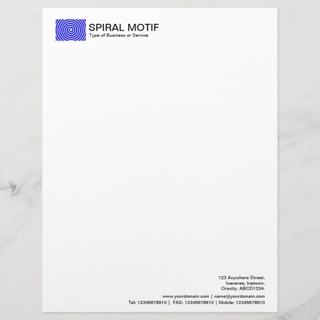 Spiral Motif - Blue Letterhead (Front)