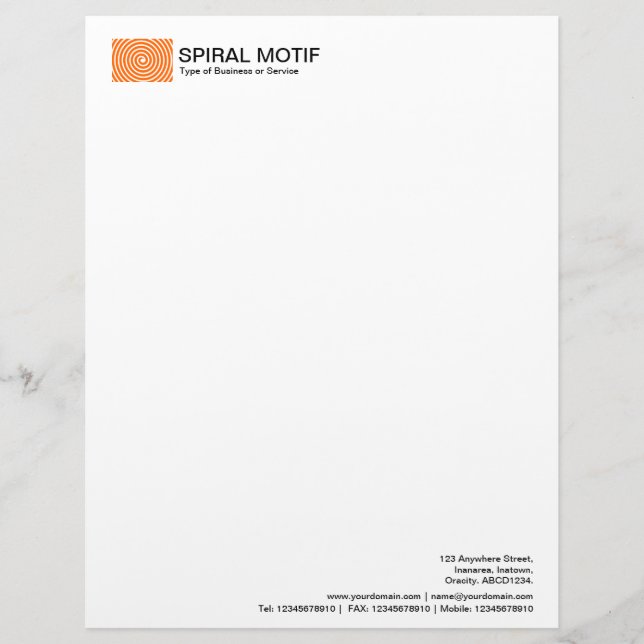 Spiral Motif - Orange Letterhead (Front)