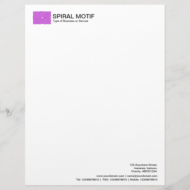 Spiral Motif - Purple Letterhead (Front)