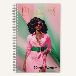 Spiral Notebook A5 Pink and Green Abstract