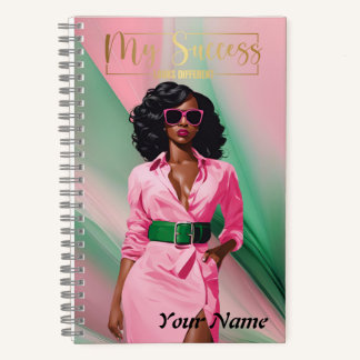 Spiral Notebook A5 Pink and Green Abstract