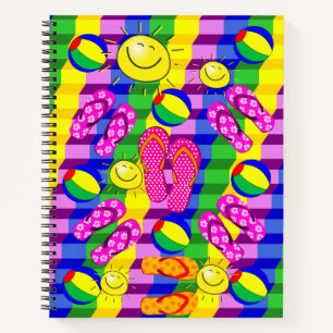 Spiral Notebook Beach Flip Flops Sun