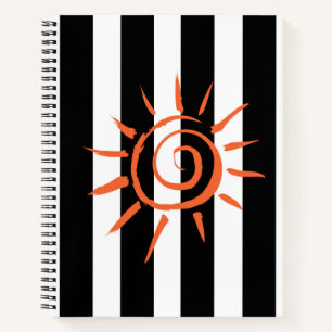 Spiral Notebook Black White Stripe Star