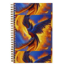 Spiral Notebook Blue Phoenix, Colorful Notebook