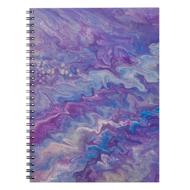 Spiral notebook, blue & purple abstract waves notebook (Front)