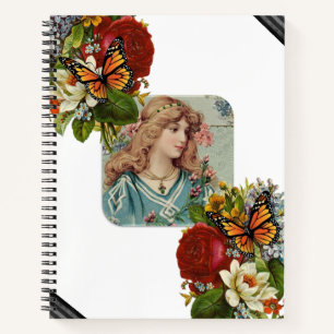 Spiral Notebook Butterfly Victorian Woman Floral