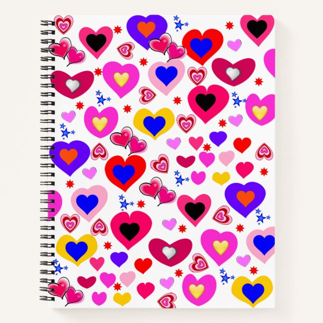 Spiral Notebook Colourful Hearts (Front)