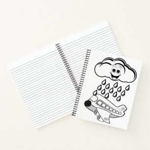 Spiral Notebook Colouring Clouds Airplane