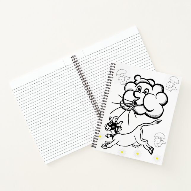 Spiral Notebook Colouring Cow Clouds (Inside)