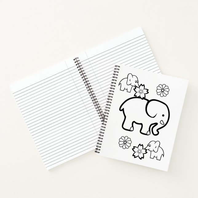 Spiral Notebook Colouring Elephant (Inside)