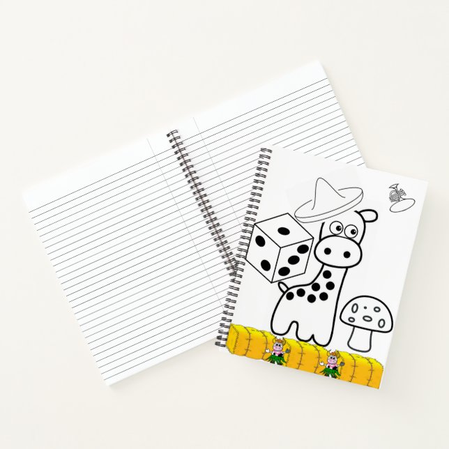 Spiral Notebook Colouring Giraffe Mushroom (Inside)