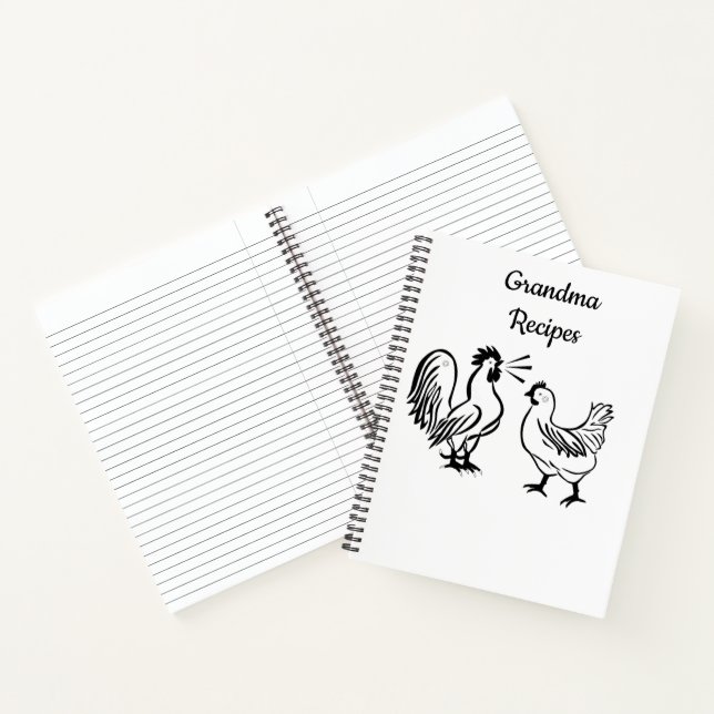 Spiral Notebook Colouring Rooster Grandma Recipes (Inside)