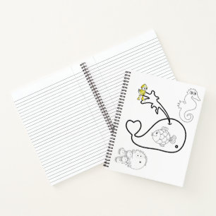 Spiral Notebook Colouring Whale Fish