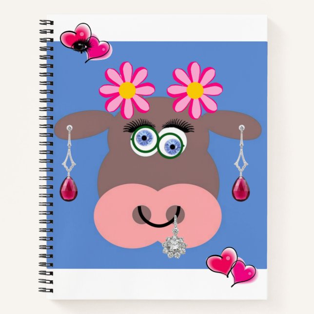 Spiral Notebook Cow Jewellery  Floral (Front)