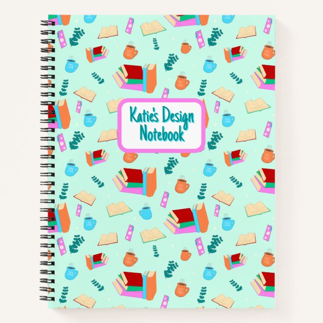 Spiral Notebook | Cozy Book Lovers in Mint (Front)