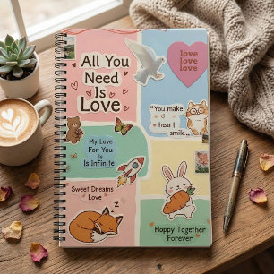 Spiral notebook cute girly feminine love for her