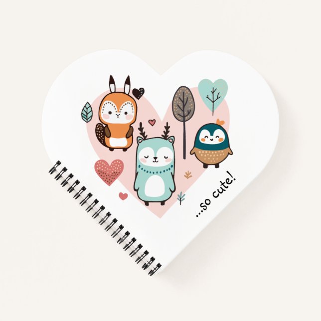 Spiral Notebook features a cute illustration. (Front)
