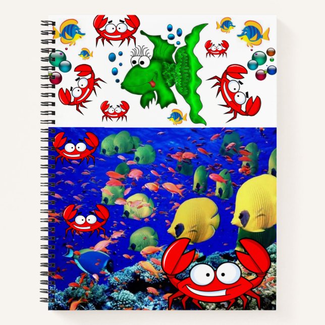 Spiral Notebook Fish Ocean Crab (Front)