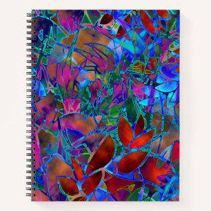Spiral Notebook Floral Abstract Stained Glass