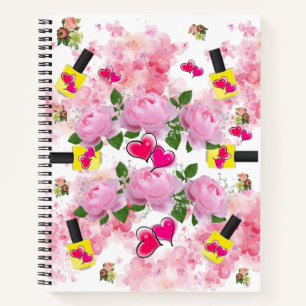 Spiral Notebook Floral Nail Polish Pink Roses