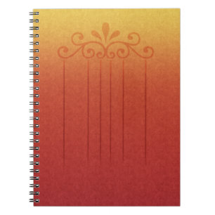 Spiral Notebook, Gold and Orange Fleur Design Notebook