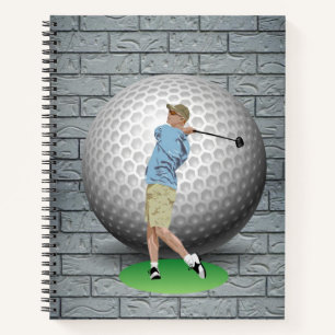 Spiral Notebook Golf Balls Golfer Brick