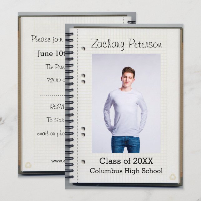Spiral Notebook - Graduation Announcement (Front/Back)