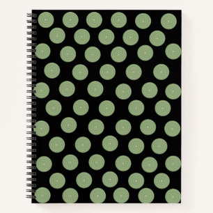 Spiral Notebook Green Circles Black