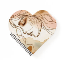 Spiral Notebook Heart Shape with Line Art