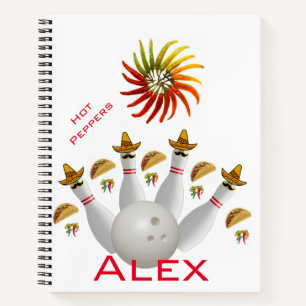 Spiral Notebook Hot Peppers Bowling Balls