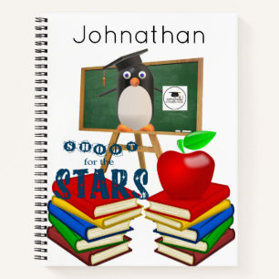 Spiral Notebook Penguin School Apple