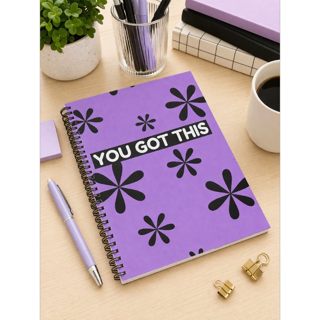 Spiral Notebook Purple & Black Quote Design (Creator Uploaded)