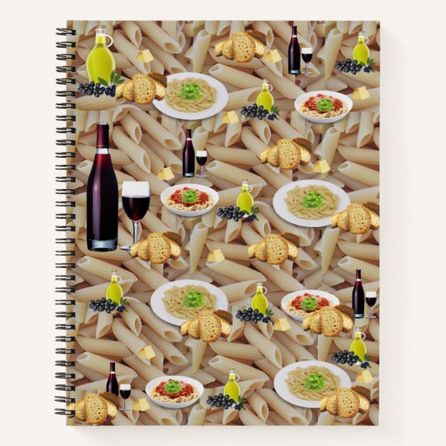 Spiral Notebook Red Wine Pasta Olive Oil (Front)