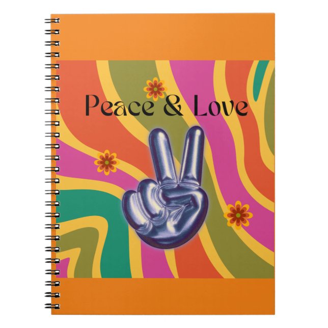 Spiral Notebook Retro Peace & Love  (Front)