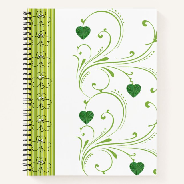 Spiral Notebook St. Patrick's Floral Shamrocks (Front)